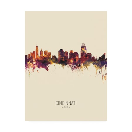 Michael Tompsett 'Cincinnati Ohio Skyline Portrait III' Canvas Art,18x24